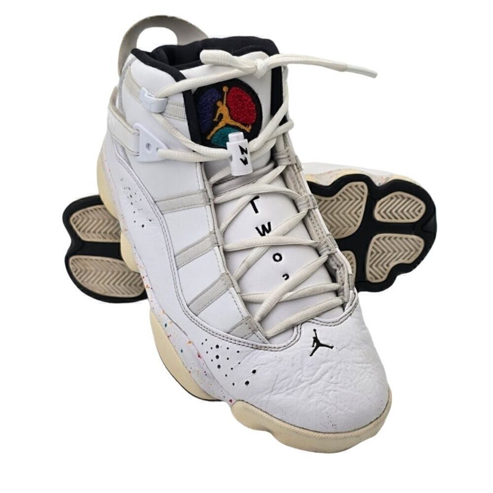 Air Jordan 6 Rings Confetti Paint Splatter 322992-100 Basketball Shoe Men's 8.5